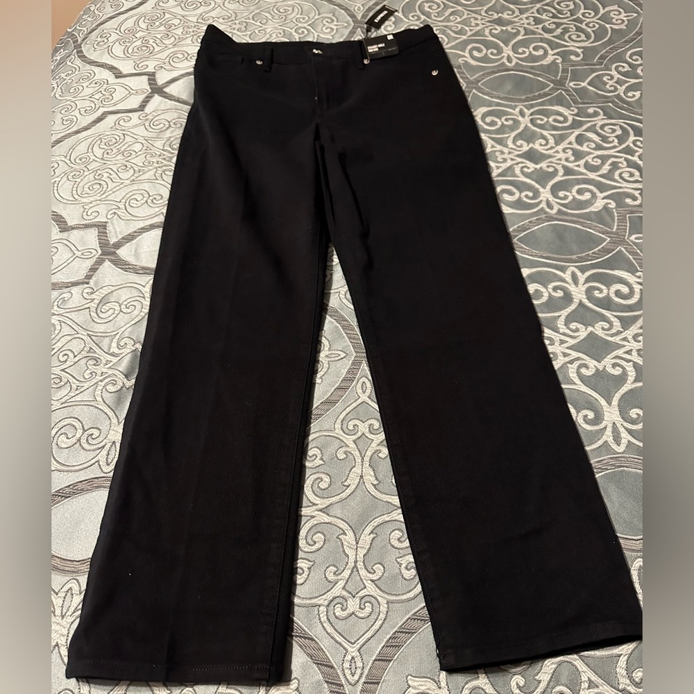 Brand new Express black straight cut high rise jeans